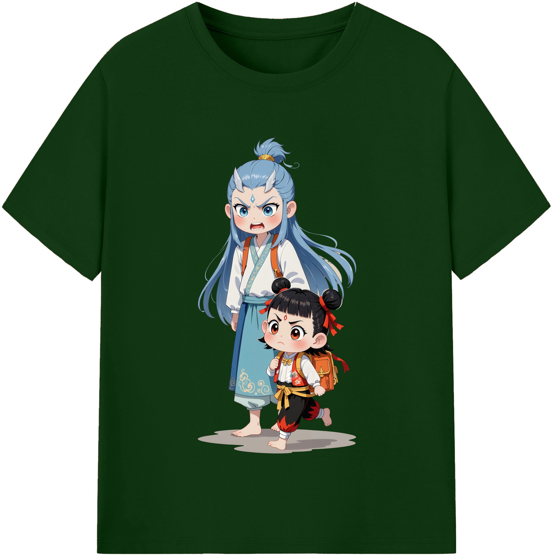 （画像用） Ne Zha 2 ナタ 魔童の大暴れ 綿100％半袖Tシャツ（フロントプリント）